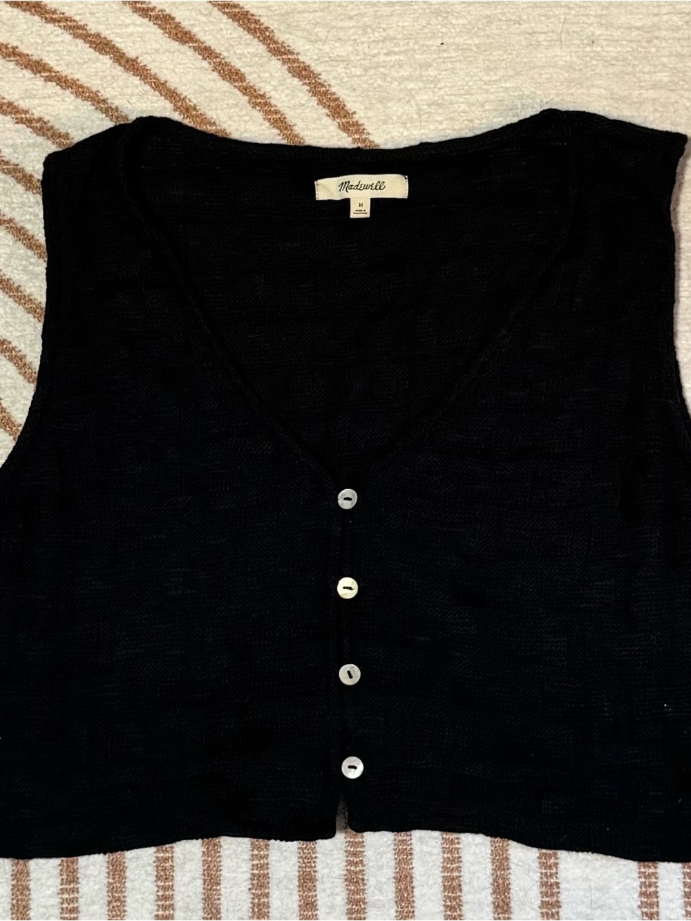 Madewell Black Basketweave Stitch Crop Top Vest